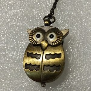Antique Bronze Owl Watch Pendant Necklace